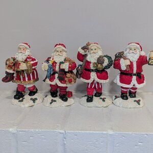 Lot of 4 Pacific Rim Santa Claus Resin Figurines 4.5" Table Toppers Christmas